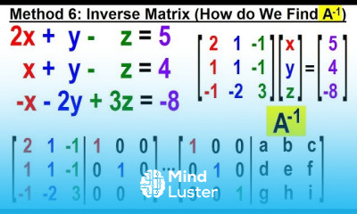 Algebra Ch 35 Systems of of Linear Eq in 3 Variables 12 of 25 Method 6 Inverse Matrix