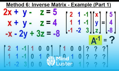 Algebra Ch 35 System of of Linear Eq in 3 Variables 13 of 25 Method 6 Inverse Matrix Ex P1