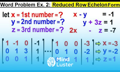 Algebra Ch 35 Systems of of Linear Eq in 3 Variables 20 of 25 Word Prob Ex 2 Reduced Row E