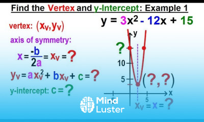 Algebra Ch 37 Parabola 9 of 22 Find the Vertex and y Intercept Example 1