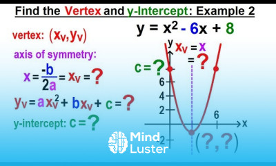 Algebra Ch 37 Parabola 10 of 22 Find the Vertex and y Intercept Example 2