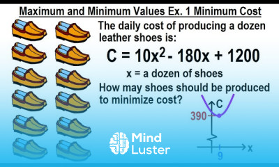 Algebra Ch 37 Parabola 20 of 22 Find the Maximum and Minimum Values Ex 1 Minimum Cost