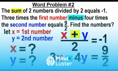 Algebra Ch 34 Solving System of Linear Equations 26 of 31 Word Problem 2