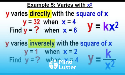 Algebra Ch 33 Variation 8 of 13 Example 5 Varies with x 2