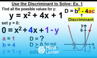 Algebra Ch 27 The Discriminant 7 of 11 Use the Discriminant to Solve Ex 1