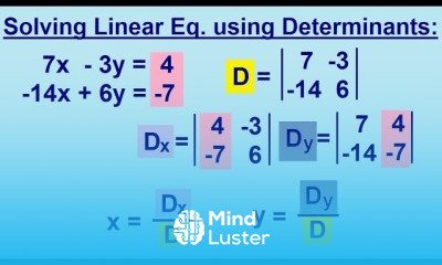 Algebra Solving Linear Equations using Determinants 3 3