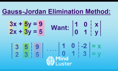 Algebra Solving Linear Equations by using the Gauss Jordan Elimination Method 2 2