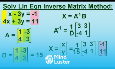 Algebra Solving Linear Equations by Inverse Matrix Method 1 2