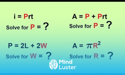 Algebra Solving for Variables in Equations 1 of 3