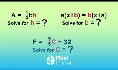 Algebra Solving for Variables in Equations 2 of 3