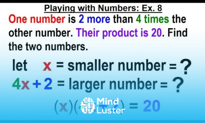 Algebra Ch 26 Solving Problems with Quadratic Equations 8 of 11 Playing with Numbers Ex 8