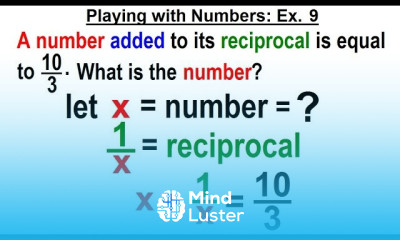 Algebra Ch 26 Solving Problems with Quadratic Equations 9 of 11 Playing with Numbers Ex 9