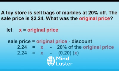 Algebra Word Problems Percentages Part 2 3