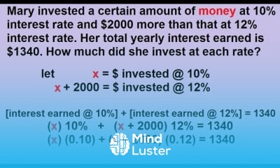 Algebra Word Problems Investment Part 1 3