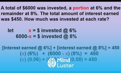 Algebra Word Problems Investment Part 2 3