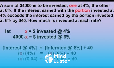 Algebra Word Problems Investment Part 3 3