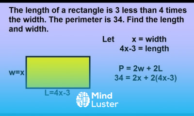 Algebra Word Problems Geometric Shapes Rectangles 1 of 2