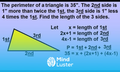 Algebra Word Problems Geometric Shapes Triangles