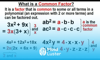 Algebra Ch 6 Factoring 3 of 55 What is a Common Factor
