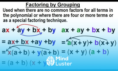 Algebra Ch 6 Factoring 16 of 55 How to Factor by Grouping