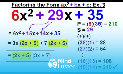 Algebra Ch 6 Factoring 39 of 55 Factoring the Form ax 2 bx c Ex 3