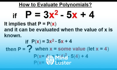 Algebra Ch 5 Polynomials 4 of 32 How to Evaluate Polynomials