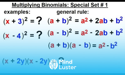 Algebra Ch 5 Polynomials 15 of 31 Multiplying Binomials Special Case 1