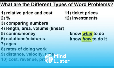 Algebra Ch 2 Word Problem 2 of 46 What are the Different Types of Word Problems