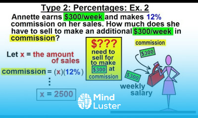 Algebra Ch 2 Word Problem 7 of 46 Type 2 Percentages Ex 2