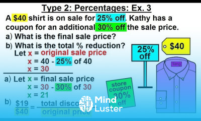Algebra Ch 2 Word Problem 8 of 46 Type 2 Percentages Ex 3
