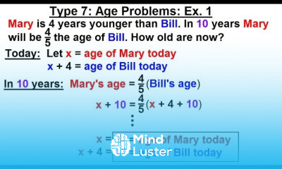 Algebra Ch 2 Word Problem 21 of 46 Type 7 Age Problems Ex 1
