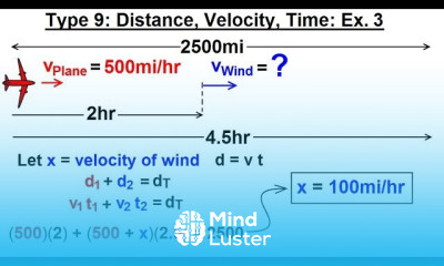 Algebra Ch 2 Word Problem 31 of 46 Type 9 Distance Velocity Time Ex 3