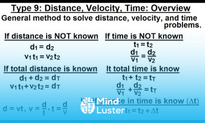 Algebra Ch 2 Word Problem 34 of 46 Type 9 Distance Velocity Time Overview