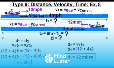 Algebra Ch 2 Word Problem 37 of 46 Type 9 Distance Velocity Time Ex 8