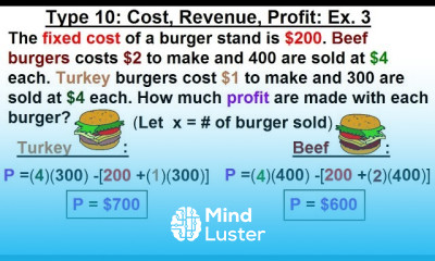 Algebra Ch 2 Word Problem 40 of 46 Type 10 Cost Revenue Profit Ex 3