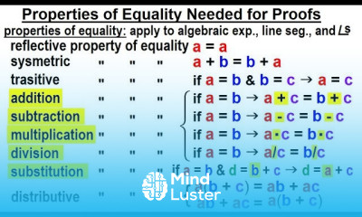 Geometry Ch 3 Proofs 7 of 17 Properties of Equality Needed for Proofs