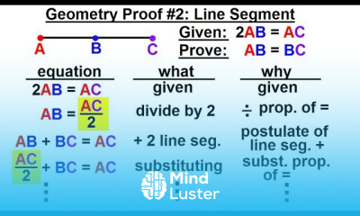 Geometry Ch 3 Proofs 10 of 17 Geometry Proof 2 Line Segment