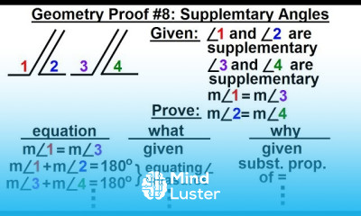 Geometry Ch 3 Proofs 16 of 17 Geometry Proof 8 Supplementary Angles