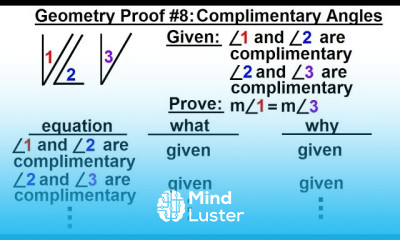 Geometry Ch 3 Proofs 17 of 17 Geometry Proof 9 Complimentary Angles
