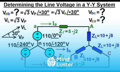 Electrical Engineering Ch 13 3 Phase Circuit 15 of 42 How to Find the Line Voltages Y Y