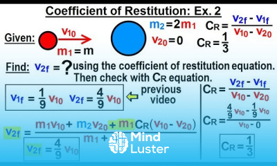 Physics Test Your Knowledge Momentum 20 of 20 Coefficient of Restitution Ex v2f CR