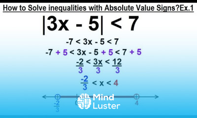 Algebra Ch 3 Formula Inequalities Absolute Value 30 of 33 Inequal w Abs Values Ex 1