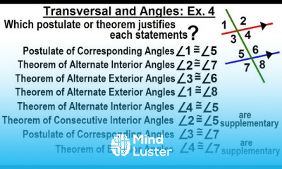 Geometry Ch 4 Lines and Angles 18 of 37 Transversals and Angles Ex 4