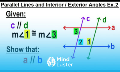 Geometry Ch 4 Lines and Angles 35 of TBD Parallel Lines and Interior Exterior Angles Ex 2