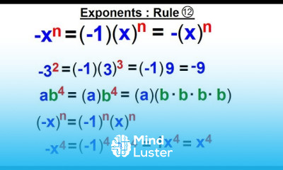 Algebra Ch 4 Exponents Scientific Notation 14 of 35 Exponent Rule 12