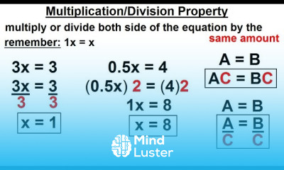 Algebra Ch 1 Linear Equation 4 of 21 Multiplication Division Property