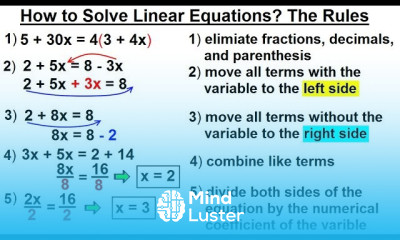 Algebra Ch 1 Linear Equation 7 of 21 How to Solve Linear Equations The Rules
