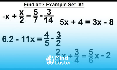 Algebra Ch 1 Linear Equation 12 of 21 Example Set 1