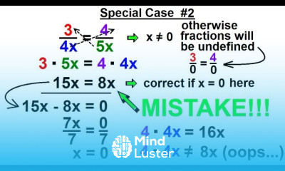 Algebra Ch 1 Linear Equation 17 of 21 NOTE THE ERROR 4 X 4 Special case 2