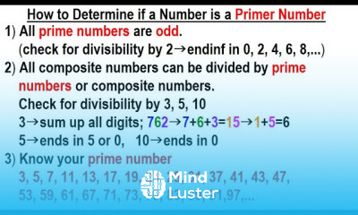 Algebra Ch 6 Factoring 6 of 55 How to Determine a Prime Number NOTE 49 IS NOT A PRIME NUMBER